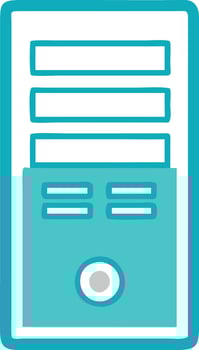 Tech-themed computer hardware icon in geometric style vector