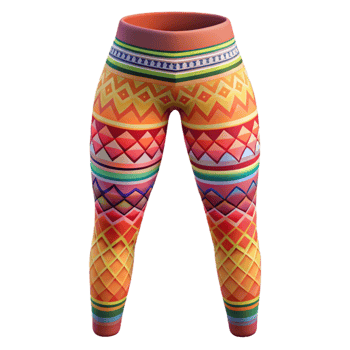 vibrant contemporary Tribal Print Leggings Bright Colors Isolated Element high resolution png