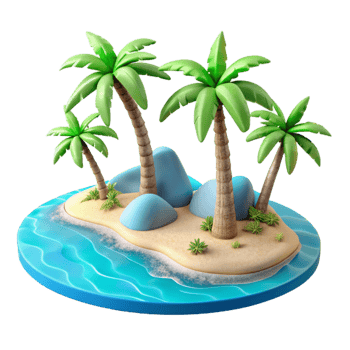elegant rustic Tropical Beach Palm Trees Turquoise Water Isolated genuine png
