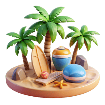 extraordinary minimalist Tropical Beach Photography Scene Transparent Background detailed png