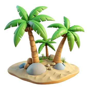 wonderful creative Tropical Beach with Palm Trees Aerial View Isolated premium png