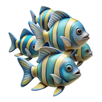 beautiful modern Tropical Fish School Transparent Background high quality png