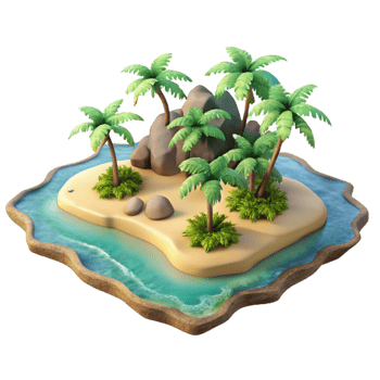 serene minimalist Tropical Island Paradise Aerial View Isolated genuine png
