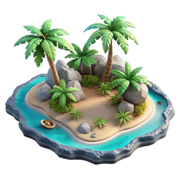 elegant classic Tropical Island Paradise Aerial View Isolated detailed png