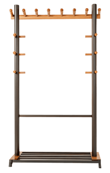 Wooden coat rack with shelf on a transparent background png