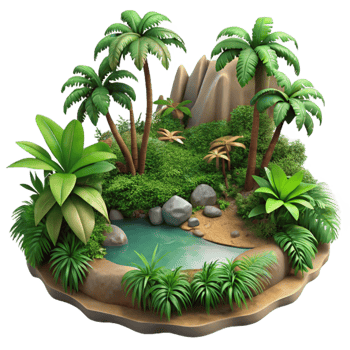 extraordinary rustic Tropical Rainforest Ecosystem with Transparent Background professional png