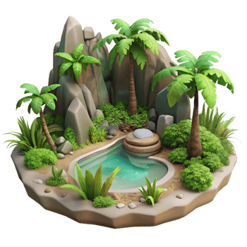 serene vintage Tropical Rainforest Ecosystem with Transparent Background premium png