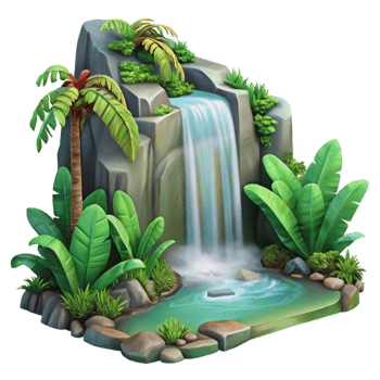 stunning vintage Tropical Rainforest Waterfall Scene Transparent Background original png