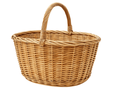 Oval wicker basket on a transparent background png
