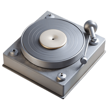 beautiful minimalist Turntable Platter Rotating Disc Silver Finish Isolated original png