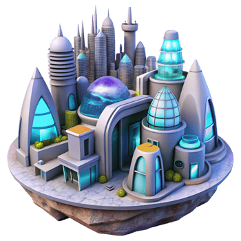 serene traditional Underground City Buildings Futuristic Design Transparent Background authentic png