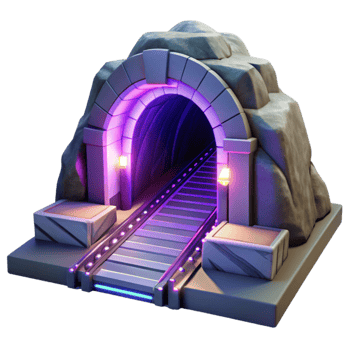 magnificent abstract Underground City Tunnel Entrance Neon Lights Transparent Background genuine png