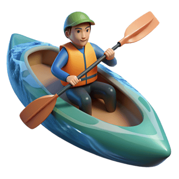 magnificent modern Underground River Kayaker Paddling Isolated premium png