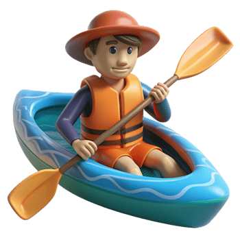 extraordinary abstract Underground River Kayaker Paddling Isolated original png