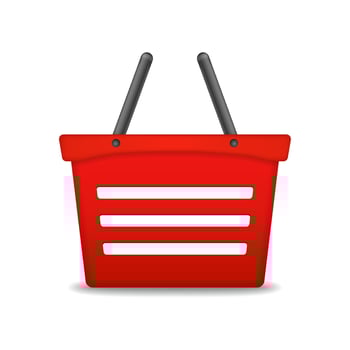 Red shopping basket icon on white background vector