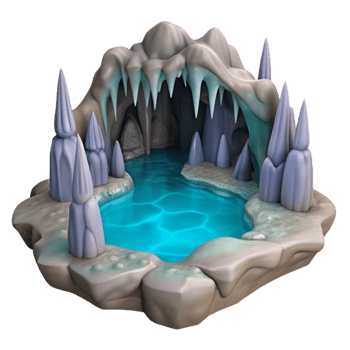 serene classic Underground River Stalactites Cave Formations Isolated genuine png