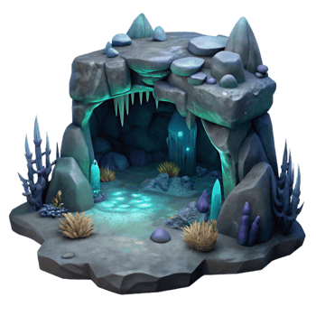 wonderful creative Underwater Cave Dark and Mysterious Isolated Element original png