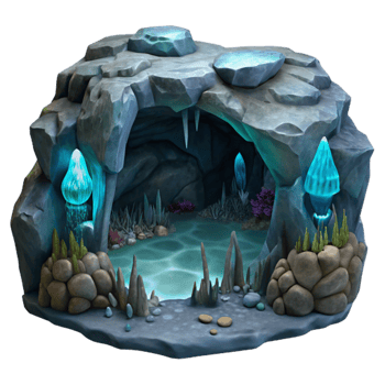 beautiful classic Underwater Cave Dark and Mysterious Isolated Element detailed png