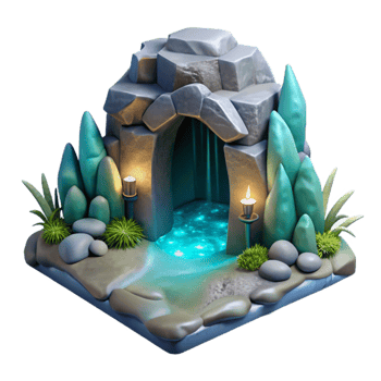 wonderful vintage Underwater Cave Entrance Light Beams Isolated professional png