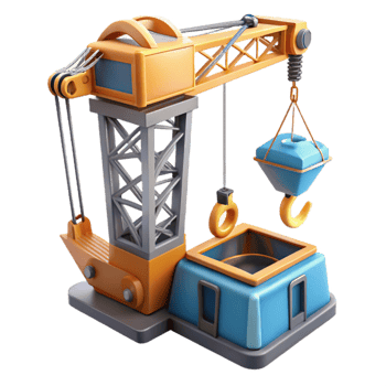 dramatic traditional Underwater Construction Crane Cutout with Lifting Cables original png