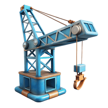 vibrant contemporary Underwater Construction Crane Cutout with Lifting Cables genuine png