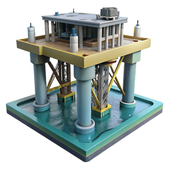 beautiful creative Underwater Construction Platform Jackup Legs Transparent Background with Hydraulic System original png