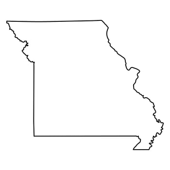 map outline of the state of Missouri, USA vector