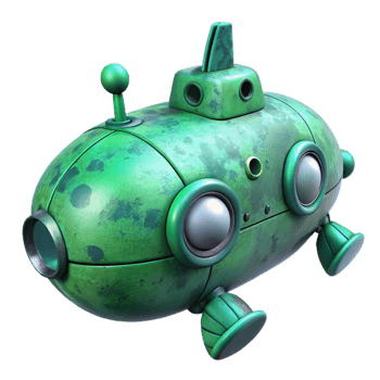 dramatic minimalist Underwater Drone Green Hue Isolated genuine png