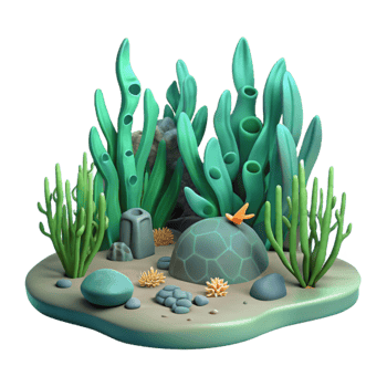impressive contemporary Underwater Kelp Forest Scene with Transparent Background high resolution png