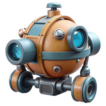 extraordinary vintage Underwater Pipeline Inspection Robot Transparent Background png