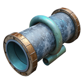 stunning vintage Underwater Pipeline Section Cutout with Corrosion Detail original png