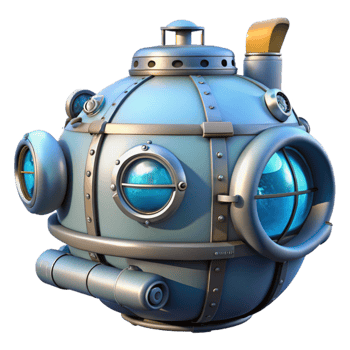 serene abstract Underwater Research Lab Module Isolated with Side View detailed png
