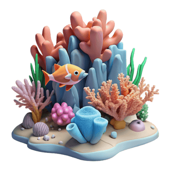 wonderful modern Underwater Scene Coral Reef Fish Transparent Background exclusive png