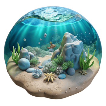 dramatic modern Underwater Seascape Transparent Background detailed png