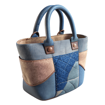 vibrant abstract Upcycled Clothing Tote Bag Denim and Canvas Cutout high quality png