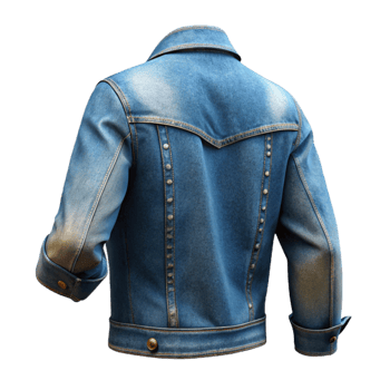 beautiful traditional Upcycled Denim Jacket Back View Isolated original png