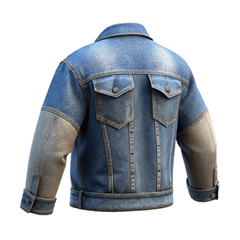 vibrant rustic Upcycled Denim Jacket Back View Isolated original png