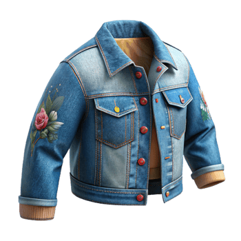 stunning contemporary Upcycled Denim Jacket Embroidered Design Isolated Element high quality png