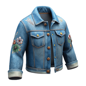 impressive abstract Upcycled Denim Jacket Embroidered Design Isolated Element exclusive png
