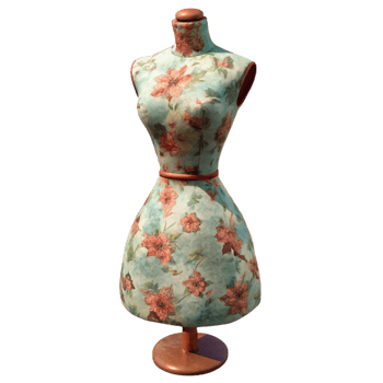 vibrant creative Upcycled Dress Form with Floral Pattern Cutout professional png