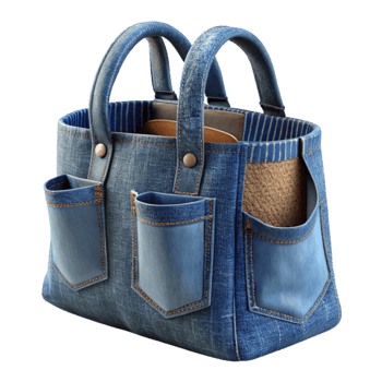 extraordinary traditional Upcycled Denim Tote Bag with Pockets Cutout original png