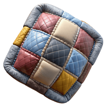 elegant traditional Upcycled Tshirt Quilt Patchwork Design Isolated Element detailed png