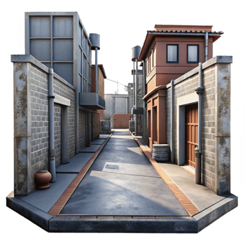 serene abstract Urban Alleyway Perspective View Cutout png
