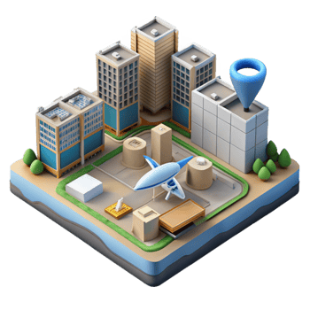 stunning abstract Urban Area Aerial View with Drone Cutout detailed png