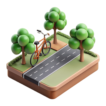 impressive modern Urban Bicycle Path with Trees Isolated Element high quality png