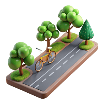 stunning modern Urban Bicycle Path with Trees Isolated Element genuine png