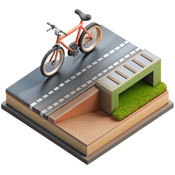 beautiful contemporary Urban City Bike Path Isometric Isolated Element premium png