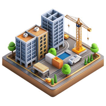 magnificent creative Urban Development Construction Site Isometric View Isolated high quality png