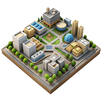 dramatic minimalist Urban Development Master Plan Transparent Background authentic png