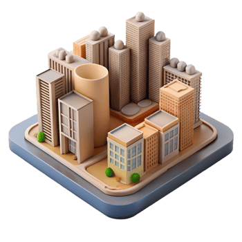 vibrant minimalist Urban Development Project Model Transparent Background original png